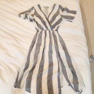 Showpo Striped Midi Dress in Blue and White